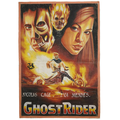 Ghost Rider movie poster hand painted in Ghana for the local cinema actor Nicolas Cage