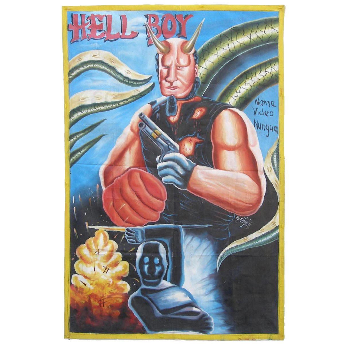 HELL BOY MOVIE POSTER HAND PAINTED IN GHANA WEST AFRICA FOR THE LOCAL CINEMA