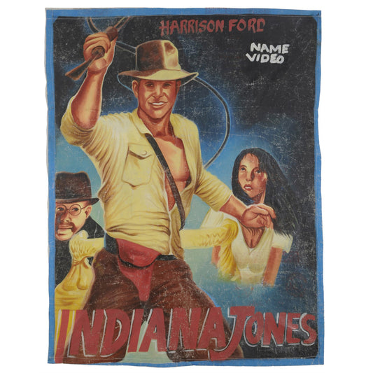 Αφίσα ταινίας Indiana jones ζωγραφισμένη στο χέρι στη Γκάνα για τον τοπικό κινηματογράφο