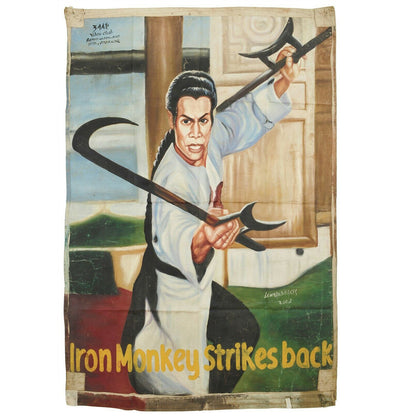 Ghana hand painted Movie Cinema poster African flour sack Iron Monkey Strikes