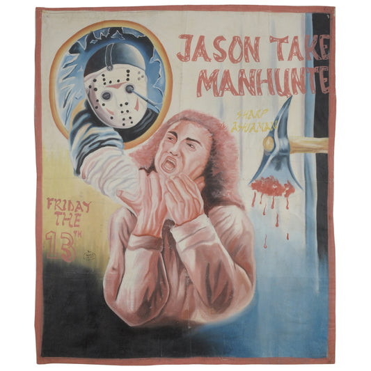 Venerdì 13: poster del film Jason Takes Manhattan Ghana dipinto a mano