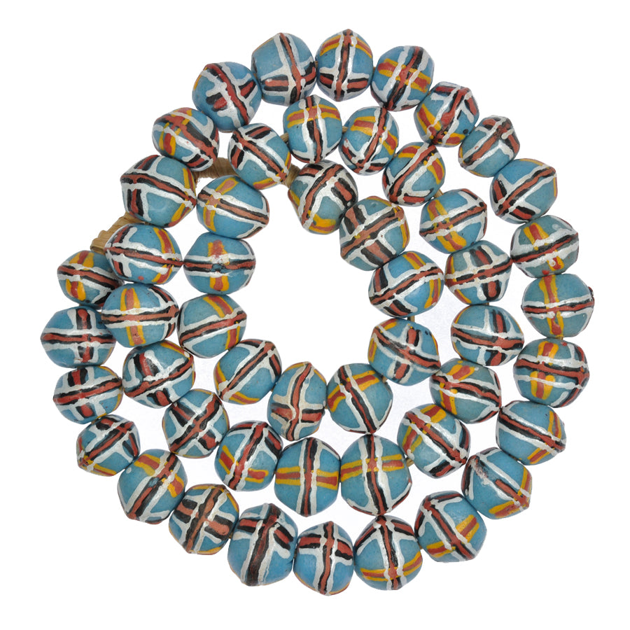 African Trade Beads: Fancy Krobo Powder Glass Beads 16-18Mm