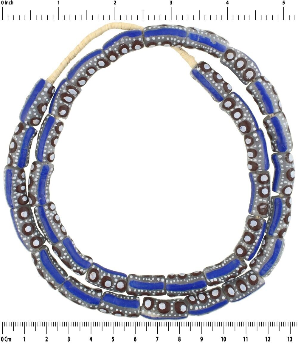 Handmade Ghana Krobo Glass Beads - Recycled African Trade Beads - close-up