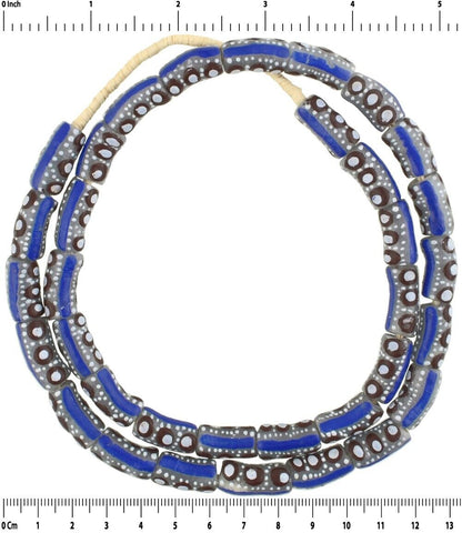 Handmade Ghana Krobo Glass Beads - Recycled African Trade Beads - close-up