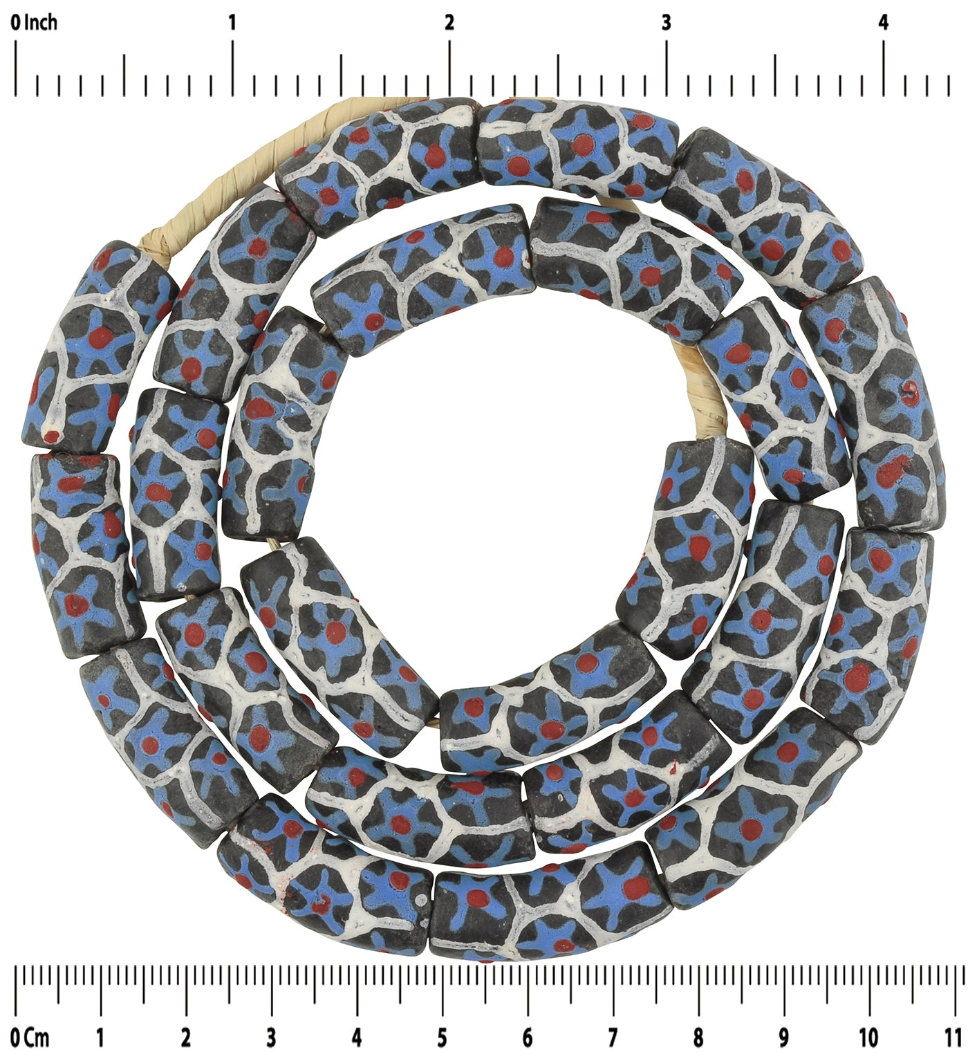 Handgefertigte Perlen aus recyceltem Glaspulver, afrikanischer ethnischer Schmuck, Ghana-Halskette