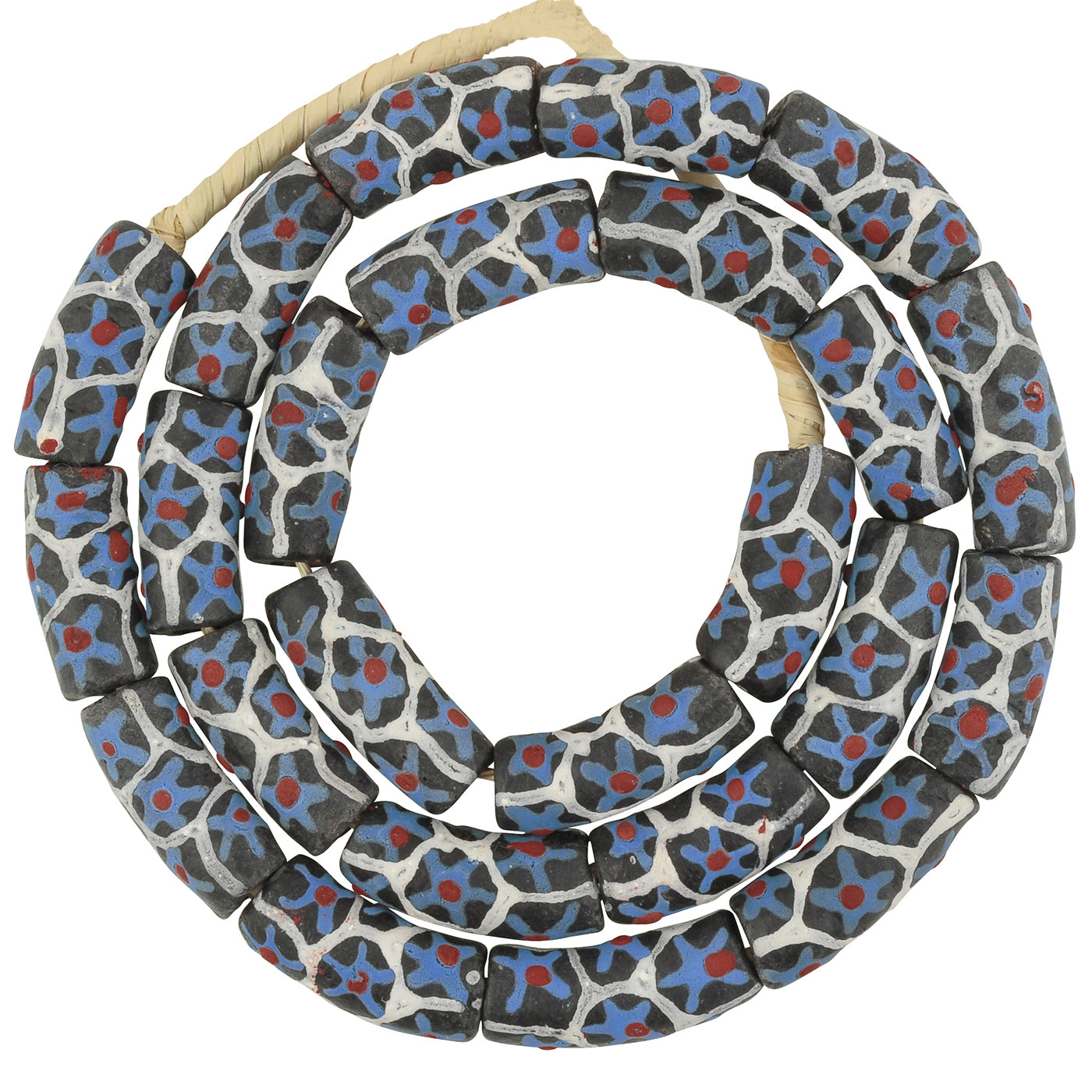 Handgefertigte Perlen aus recyceltem Glaspulver, afrikanischer ethnischer Schmuck, Ghana-Halskette