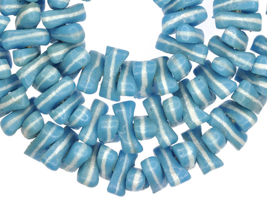 Blue Powder Glass Spacer Beads 18-19Mm - Ghana Recycled Beads - alternate view