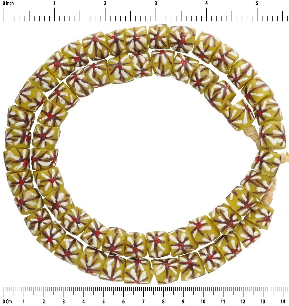 Cuentas de vidrio en polvo recicladas hecho a mano Krobo collar tribal étnico de comercio africano