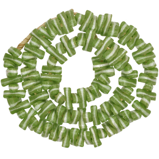 Green Powder Glass Spacers - Ghana Recycled African Trade Beads