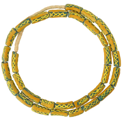 African Fancy Powder Glass Beads 27" Strand, Krobo Ghana Trade Beads