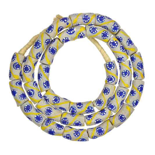 Powder Glass African Trade Beads - 9-10Mm Fancy Krobo Glass Strand