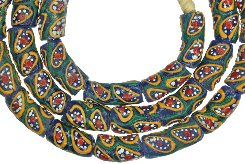 African Fancy Powder Glass Beads, 8-9mm, 23" Strand από την Γκάνα