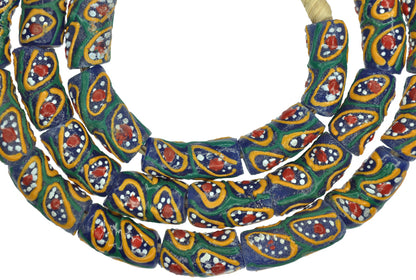 African Fancy Powder Glass Beads, 8-9mm, 23" Strand από την Γκάνα
