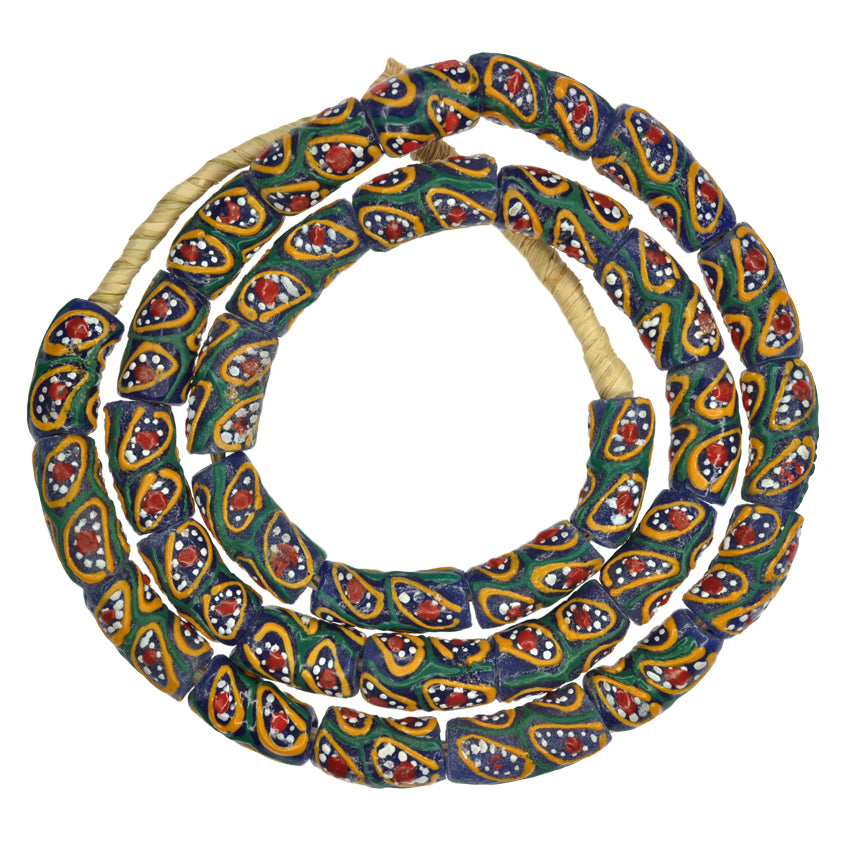 African Fancy Powder Glass Beads, 8-9mm, 23" Strand από την Γκάνα