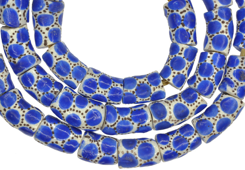 African Powder Glass Beads – Fancy Krobo Beads, 12-13mm, Handmade