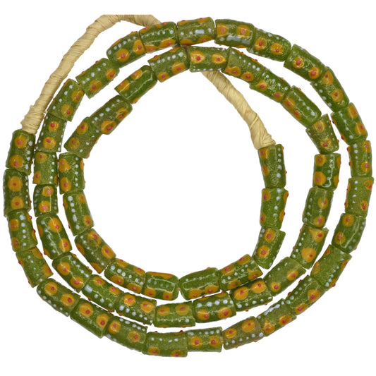 Perline di vetro in polvere fantasia africana, 6-7 mm, perline del Ghana riciclate