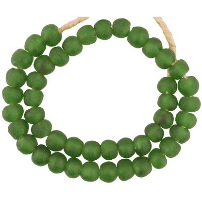 Translucent Recycled Krobo Glass Beads, 14-15Mm, African Trade Strand