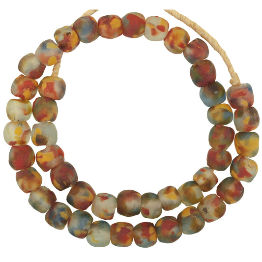 Trade beads recycled powder glass Krobo Ghana African handmade multicolored SB-37651