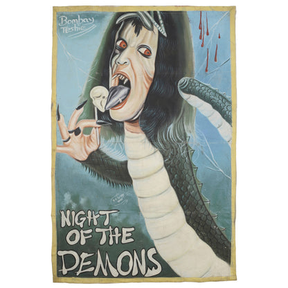 Night Of The Demons - Original Hand-Painted Ghanaian Movie Poster - horror scene artwork