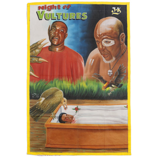 Film Kino Poster Ghana Afrikanische Ölfarbe Handmalerei Juju NIGHT OF VULTURES