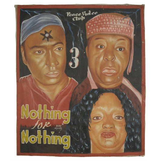 Poster del cinema del cinema Ghana Arte africana dipinta a mano a olio Juju NIENTE PER NIENTE 3