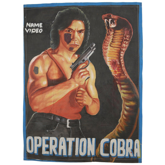 Ghana Cinema Poster Afrikanische Filmkunst handgemalte Mehlsack Operation Cobra