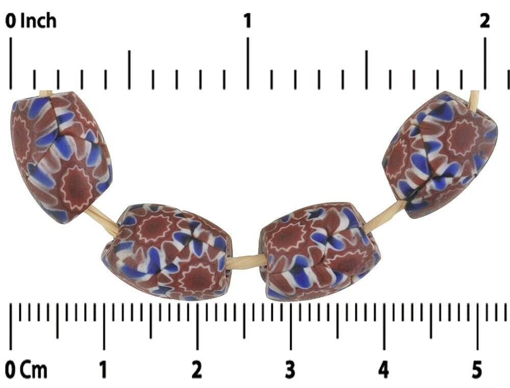 Antique African trade beads millefiori Venetian Murano glass mosaic rare oval