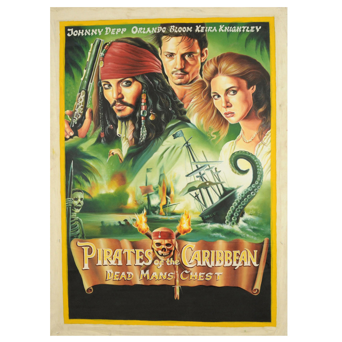 PIRATES OF THE CARIBBEAN MOVIE POSTER HAND PAINTED IN GHANA FOR THE LOCAL CINEMA