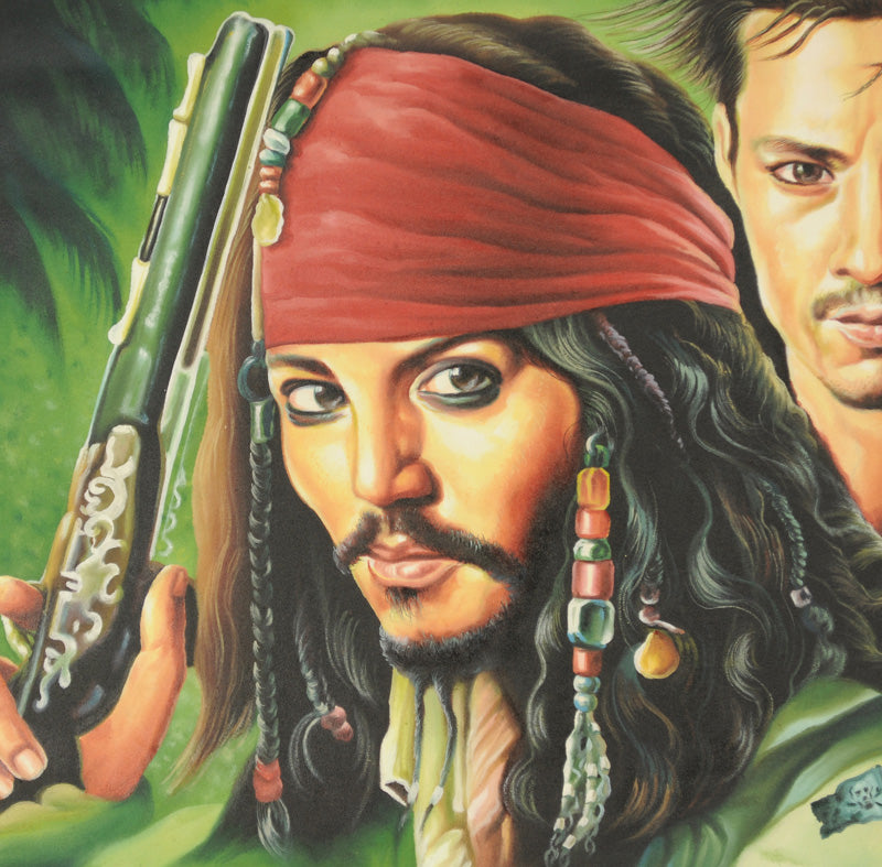 PIRATES OF THE CARIBBEAN MOVIE POSTER HAND PAINTED IN GHANA FOR THE LOCAL CINEMA DETAILS