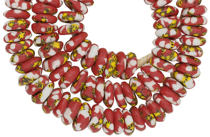 Handmade recycled seed beads Krobo disks Ghana jewelry African necklace