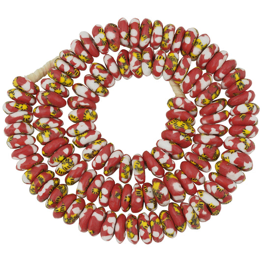 Handmade recycled seed beads Krobo disks Ghana jewelry African necklace