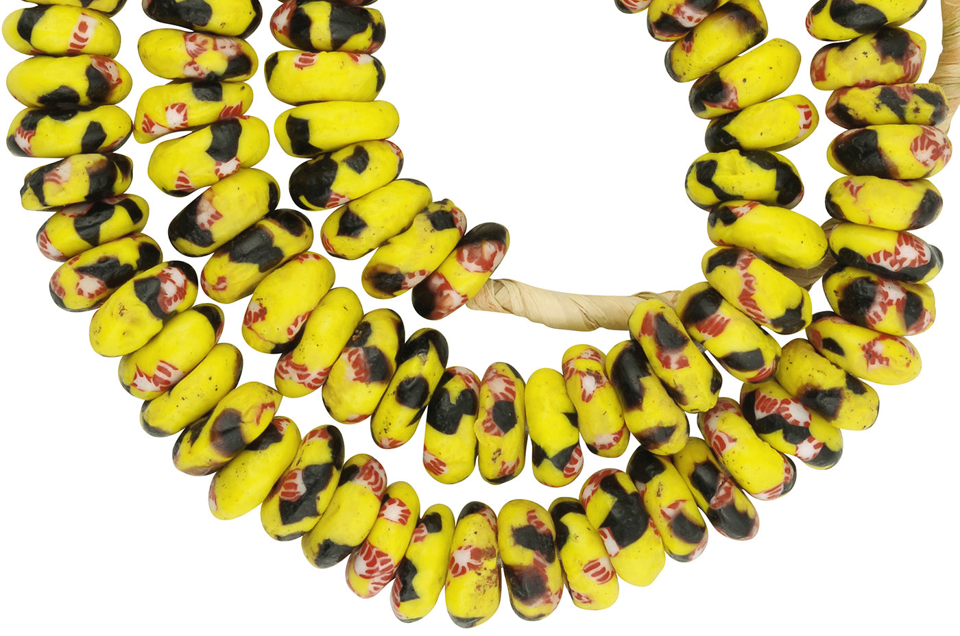 Disques faits à la main perles de rocaille recyclées collier tribal africain Ghana ethnique