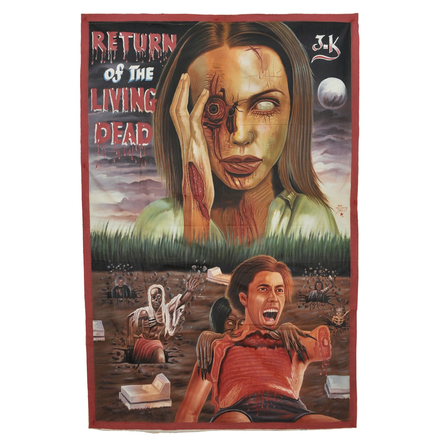 RETURN OF THE LIVING DEAD  MOVIE POSTER HAND PAINTED IN GHANA FOR THE LOCAL CINEMA ART