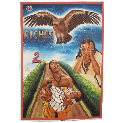 Αφίσα ταινίας της Γκάνας Αφρικανική ελαιογραφία κινηματογράφου λαϊκής τέχνης ζωγραφισμένη στο χέρι Riches 2
