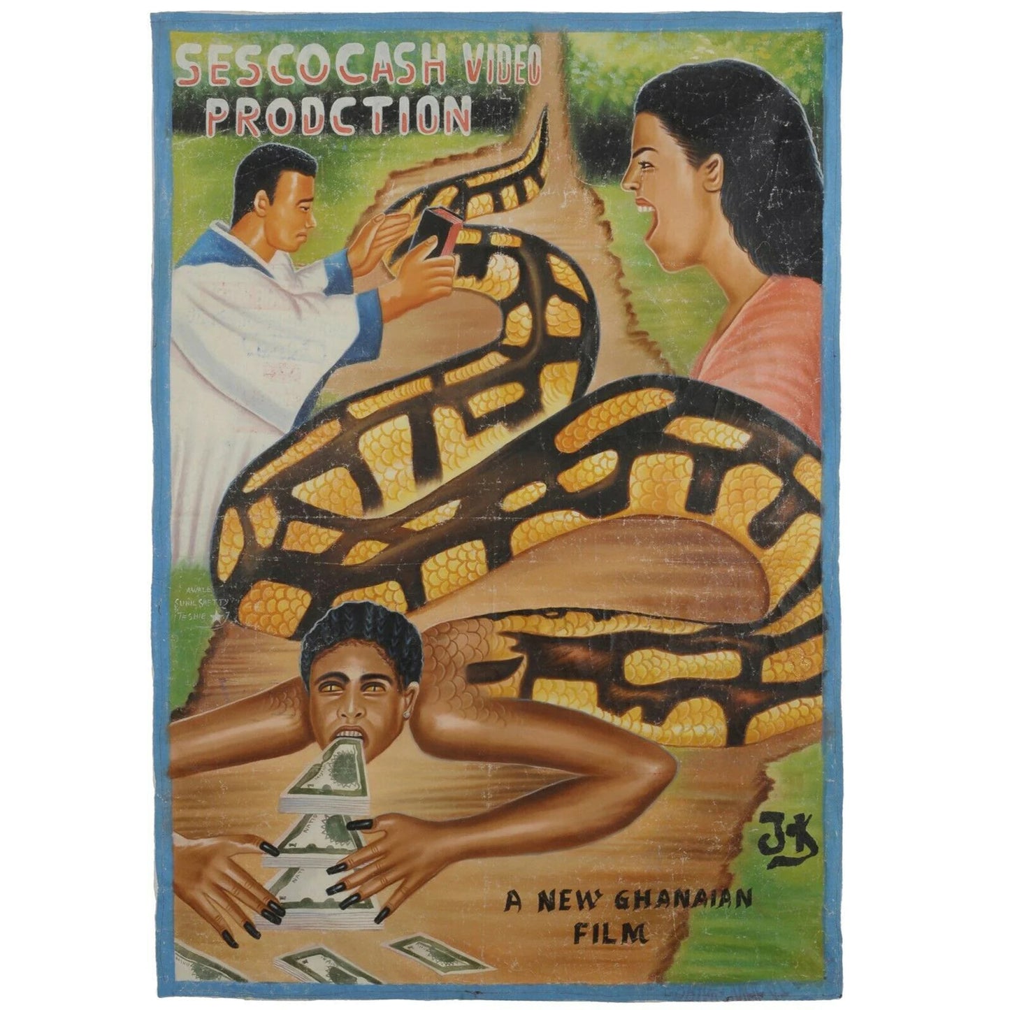 Cinema Poster di film Ghana African Modern Art dipinto a mano su tela SESCOCASH