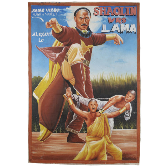 Poster del film Arte della parete del cinema africano dipinto a mano Ghana SHAOLIN VRS LAMA