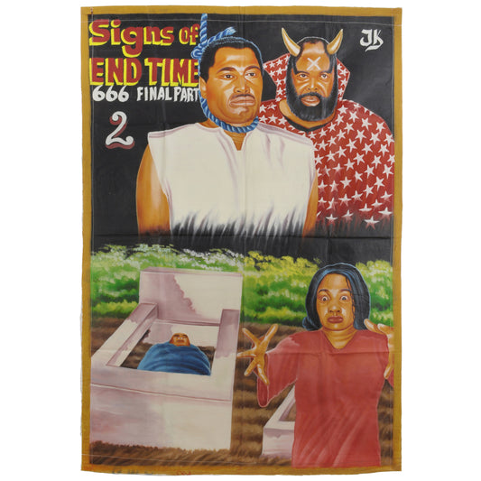 Poster di film Cinema Ghana Pittura a olio africana Dipinto a mano Juju SEGNI DI TEMPO FINE