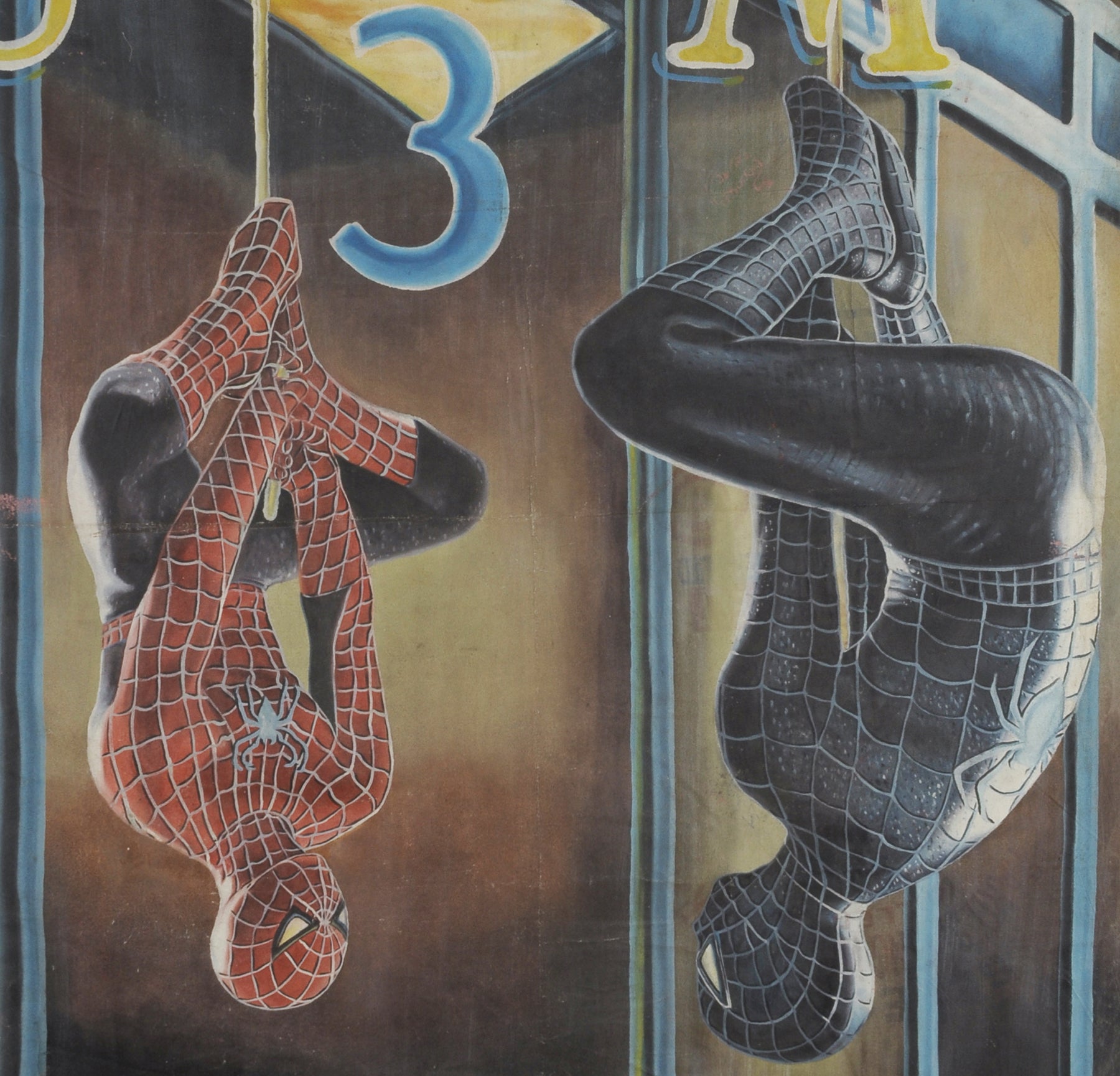 SPIDER MAN 3 movie poster hand painted in Ghana for the local cinema art details