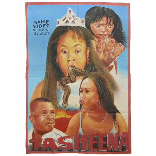 Pittura Movie Cinema poster Africano dipinto a mano Arte tela sacco farina Tasheena