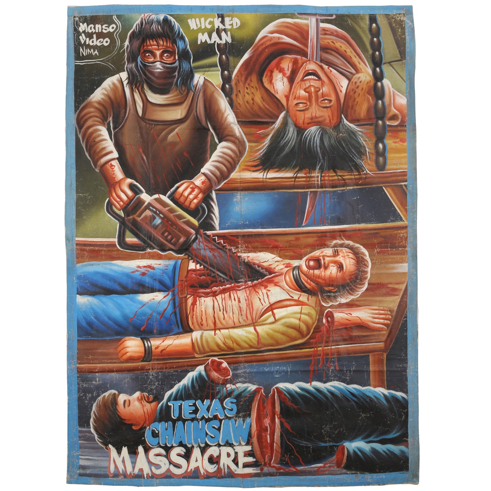 THE TEXAS CHAINSAW MASSACRE MOVIE POSTER HAND PAINTED IN GHANA FOR THE LOCAL CINEMA