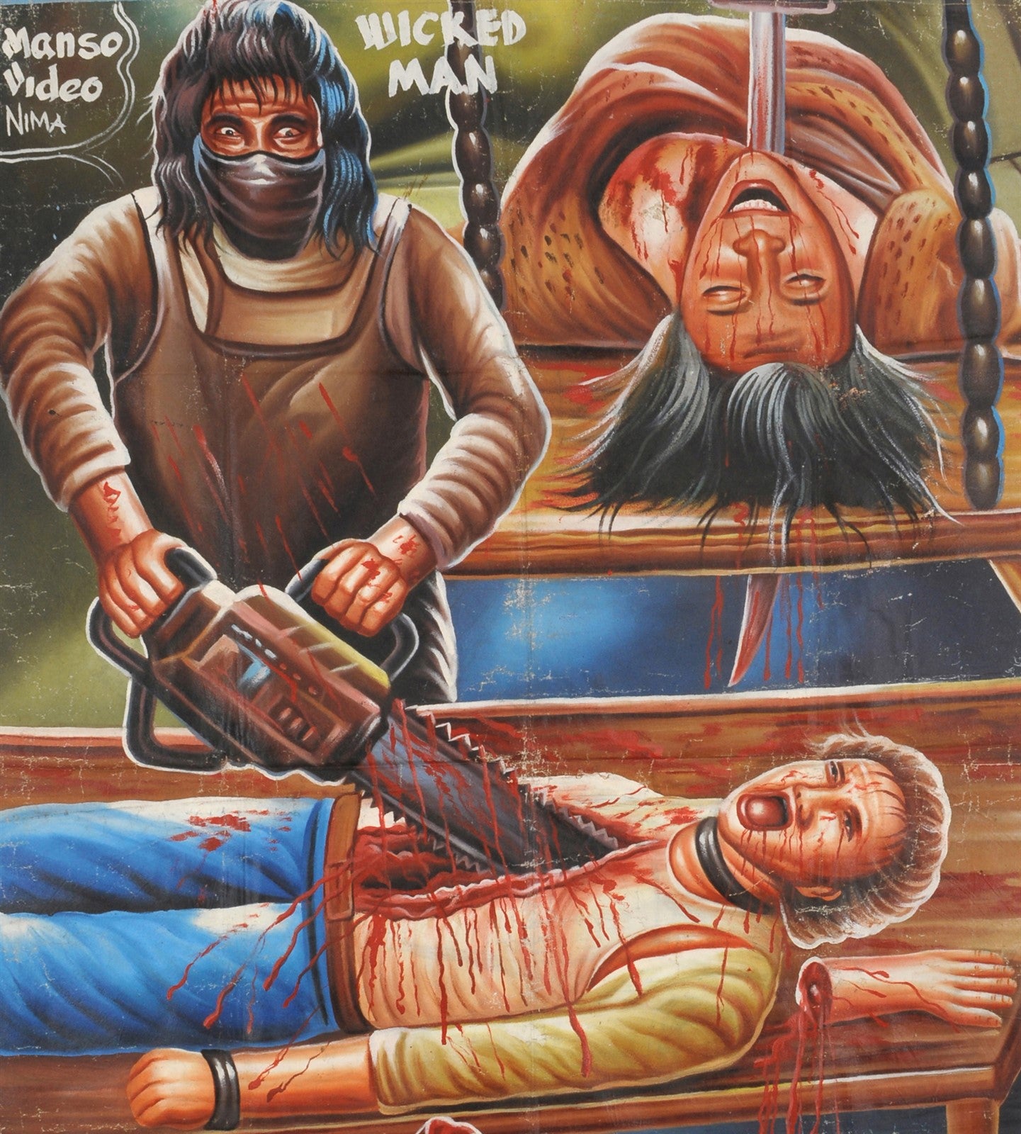 THE TEXAS CHAINSAW MASSACRE MOVIE POSTER HAND PAINTED IN GHANA FOR THE LOCAL CINEMA MORE DETAILS