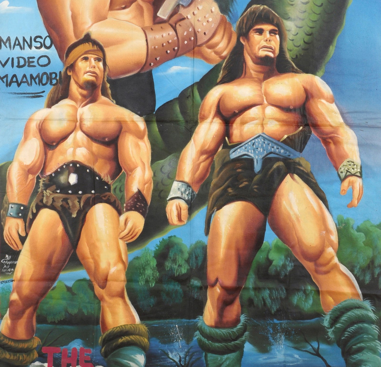 The Barbarians Movie Poster - Hand Painted Ghana Art - close-up