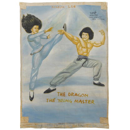 Cinema Movie poster Hand painted African flour sack painting Dragon Young Master