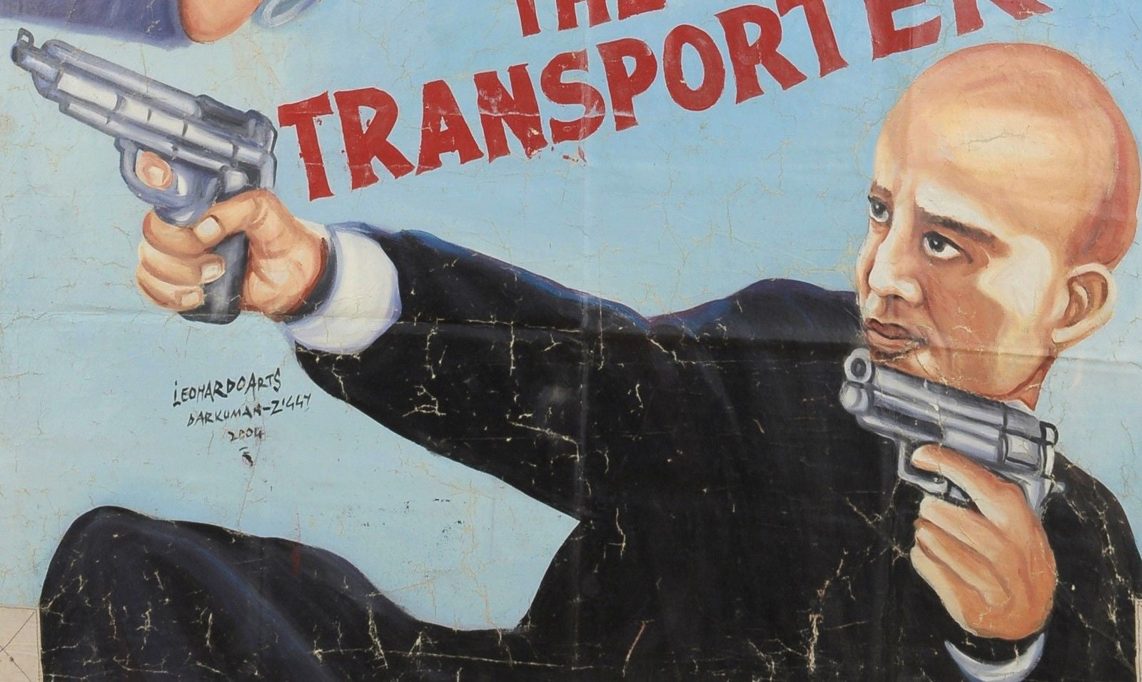 The Transporter Hand-Painted Movie Poster | Authentic African Art - close-up