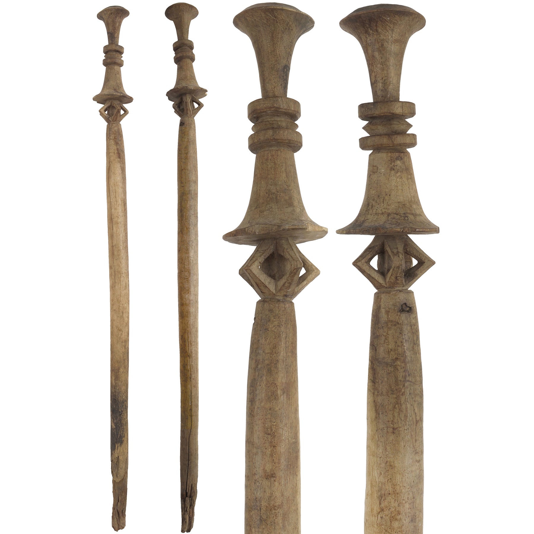 Tuareg Wooden Tent Post – 48″ Hand‑Carved Nomad Entrance Pole