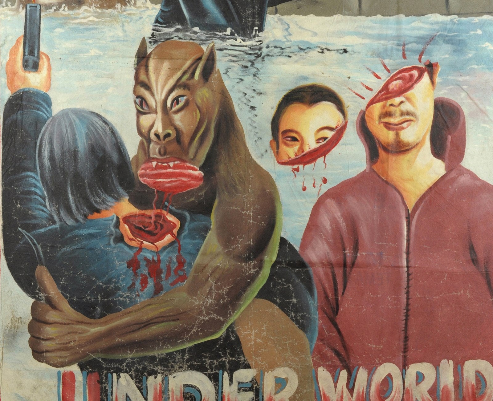 UNDERWORLD MOVIE POSTER HAND PAINTED IN GHANA FOR THE LOCAL CINEMA ART DETAILS