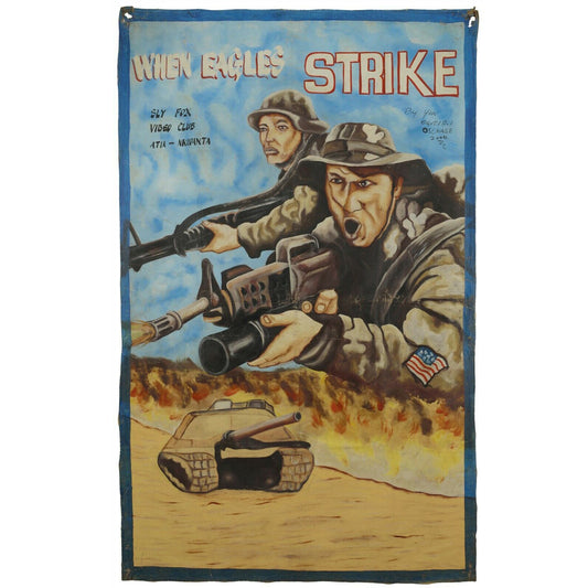 Ghana Filmplakat Afrikanisches Kino Ölwandkunst handgemalt Wenn Eagles Strike