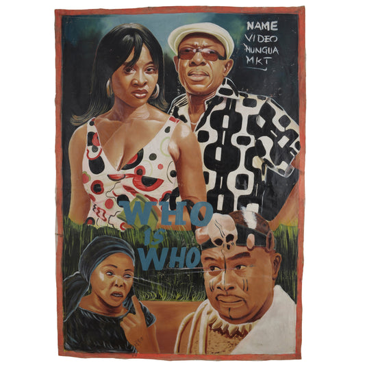 Αφρικανική ταινία αφίσα κινηματογράφου της Γκάνα ζωγραφισμένη στο χέρι διακόσμηση σπιτιού σε καμβά WHO IS WHO