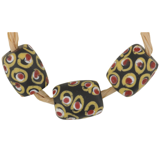 Rare Antique Black "Eye" Venetian Wound Glass Trade Beads - 14Mm