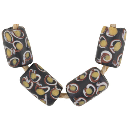 Antique Black Eye Venetian Lampwork Glass Trade Beads 14-15Mm